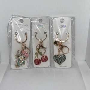 Keychain/Bag Charms Mint & Gold Trio.